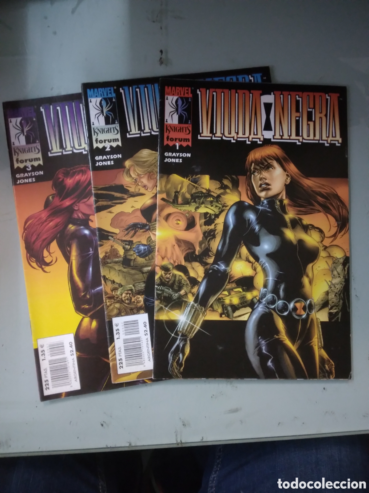 C&oacute;mics: Marvel, Knights, Forum, Viuda Negra, 1 al 3, Grapa 1E - Foto 1