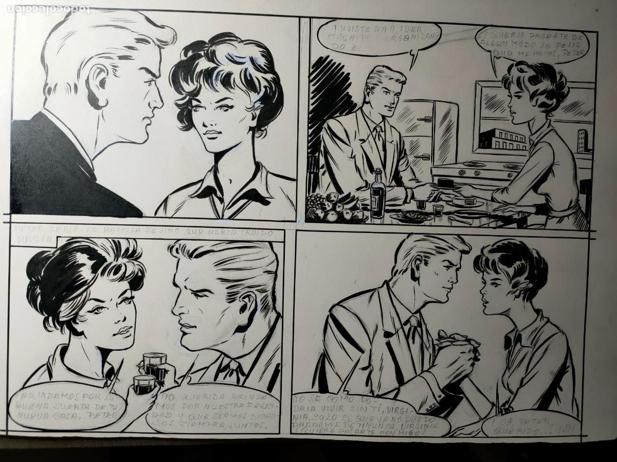 C&oacute;mics: Antiguo boceto de comic pintado a mano. A&ntilde;os 50/60 - Foto 1