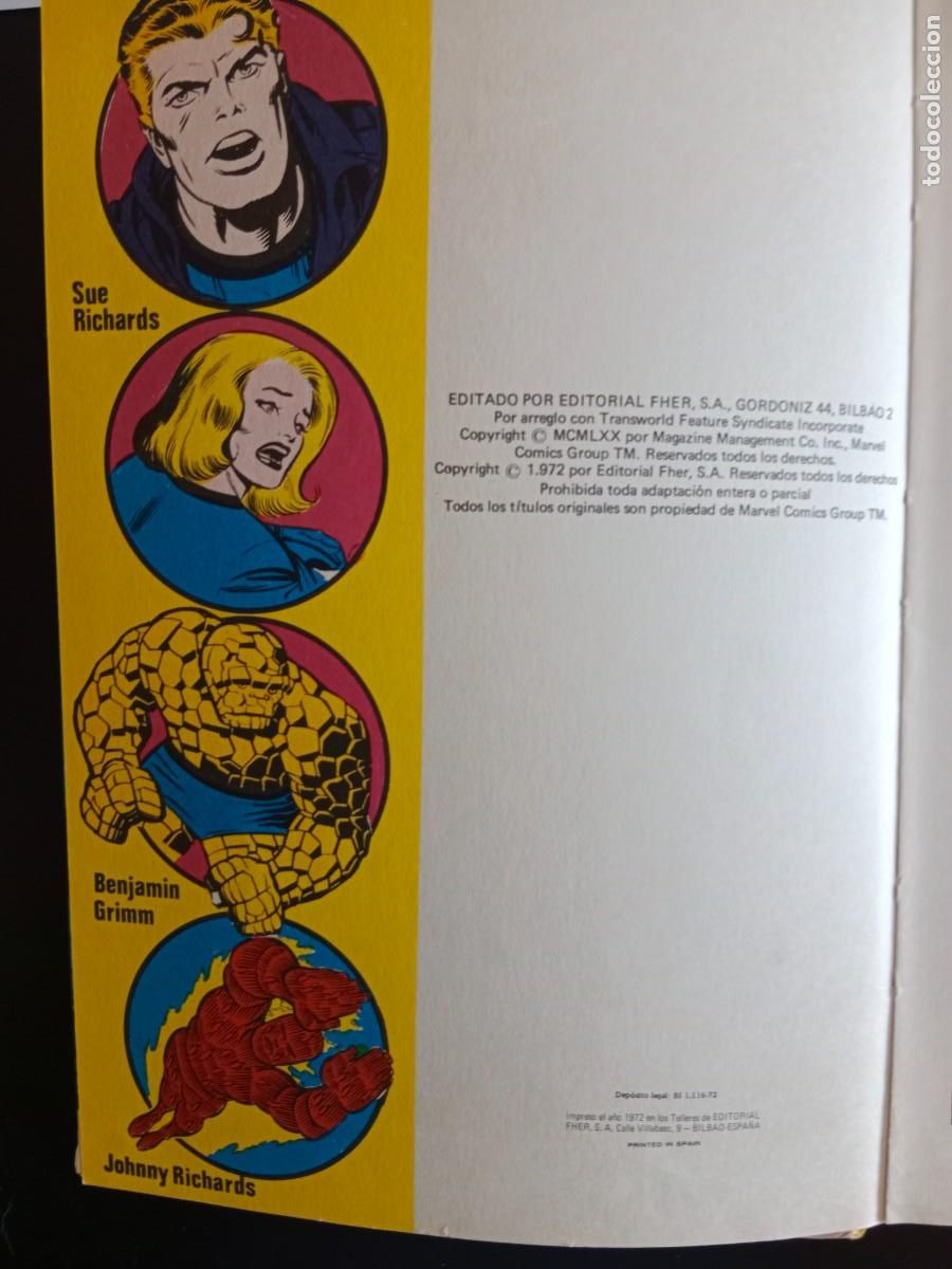 C&oacute;mics: COMIC MARVEL TAPAS DURAS - LOS 4 FANTASTICOS - EDICIONES LAIDA - 1972 - Foto 3