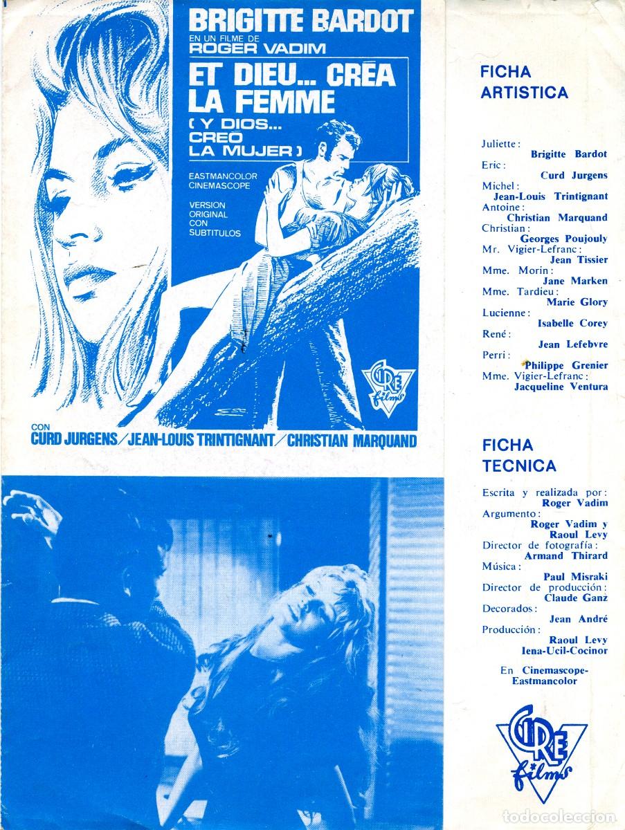C&oacute;mics: ANTIGUA GU&Iacute;A DE CINE &rdquo;Y DIOS...CRE&Oacute; LA MUJER&rdquo; DE ROGER VADIM CON BRIGITTE BARDOT