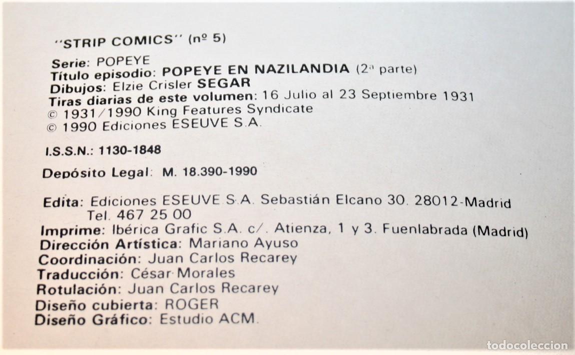 C&oacute;mics: POPEYE - SEGAR - STRIP COMICS N&ordm; 5 - ED. ESEUVE 1990 - Foto 3