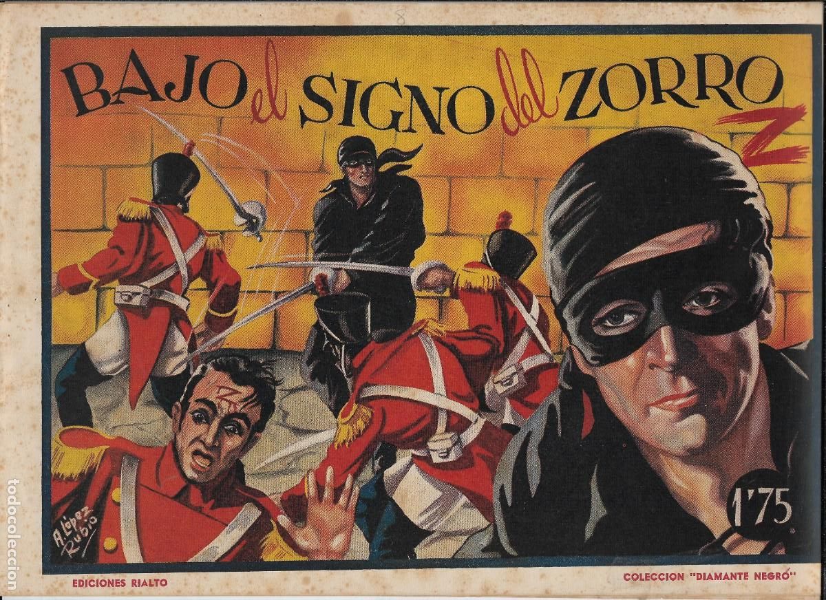 C&oacute;mics: Bajo el signo del Zorro Z Colecci&oacute;n Diamante Negro N&ordm; 8 es Original del 1943 de A. L&oacute;pez Rubio