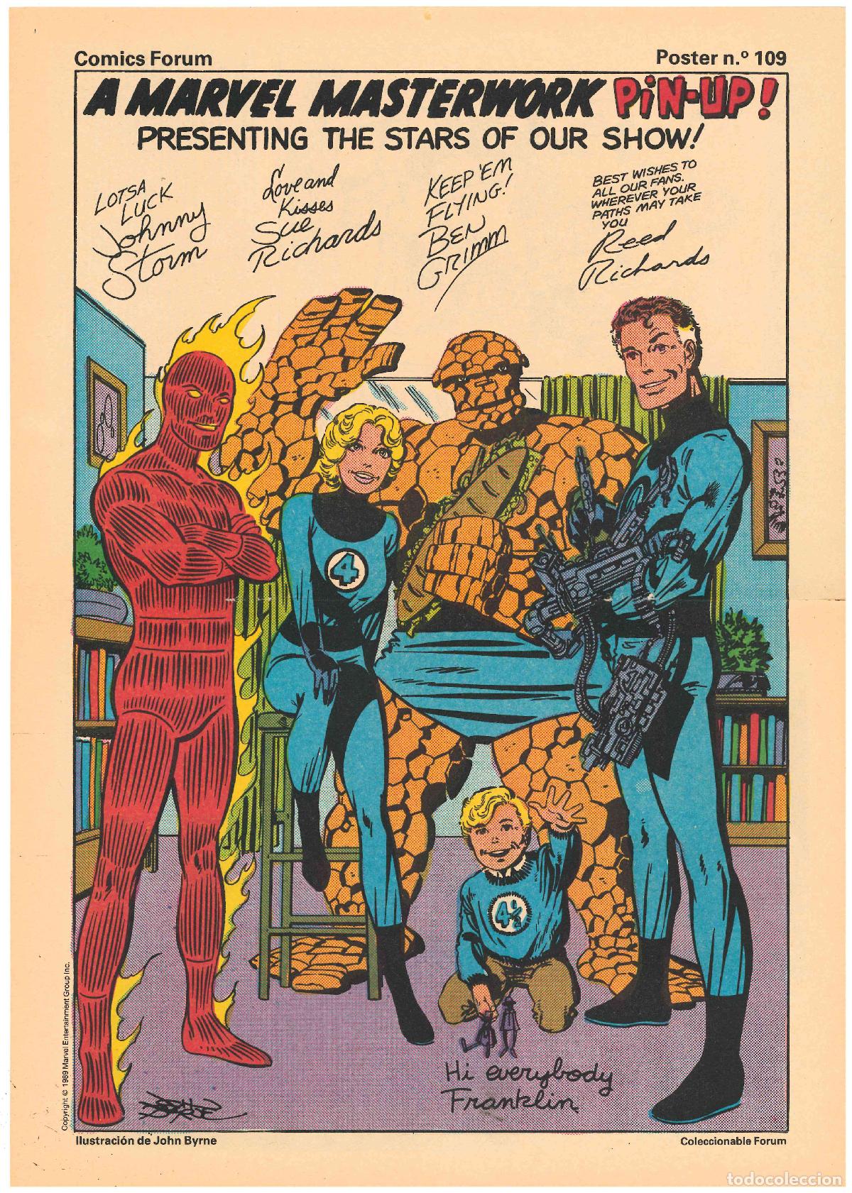 Comics: P&oacute;ster n&ordm; 107. Coleccionable Forum. Ilustraci&oacute;n de John Byrne de los 4 Fant&aacute;sticos