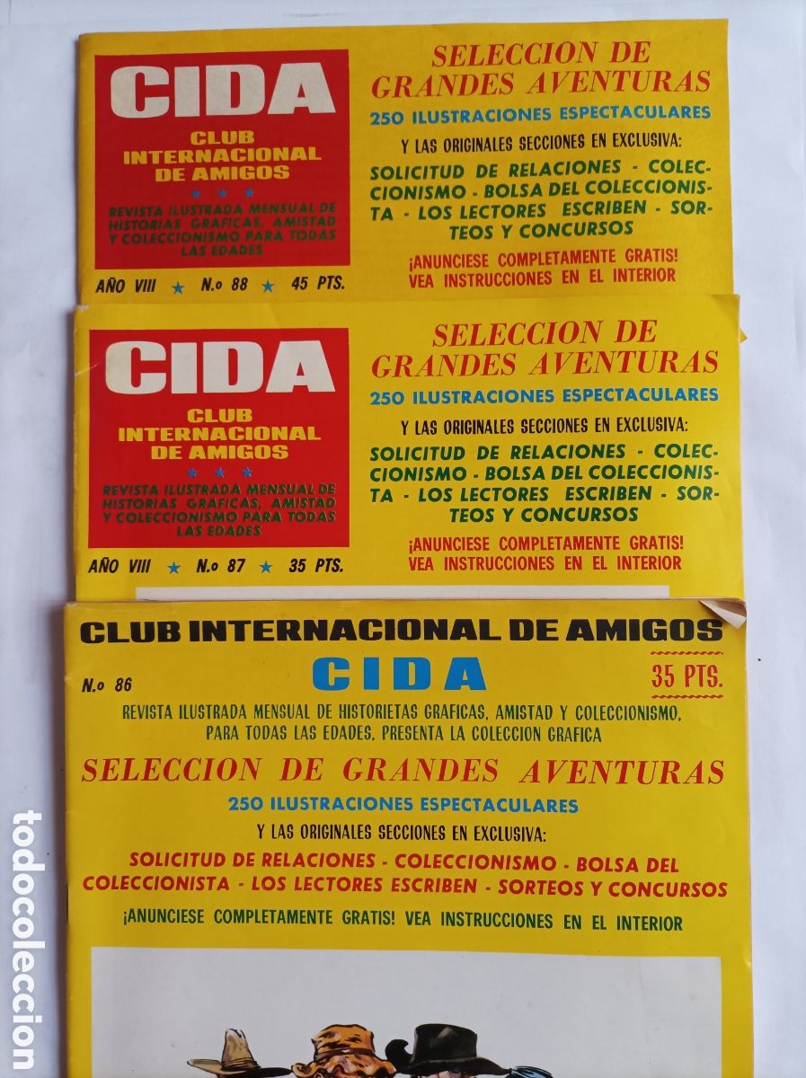 C&oacute;mics: CIDA. 3 N&Uacute;MEROS. 86, 87 y 88. CLUB INTERNACIONAL DE AMIGOS. - Foto 1