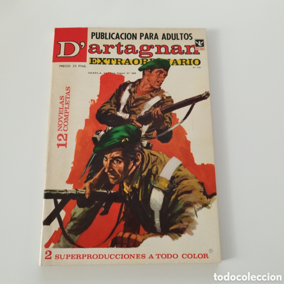 Comics : D'ARTAGNAN / # 316 / ED.COLUMBA / PUBLICACION PARA ADULTOS / 1957 /