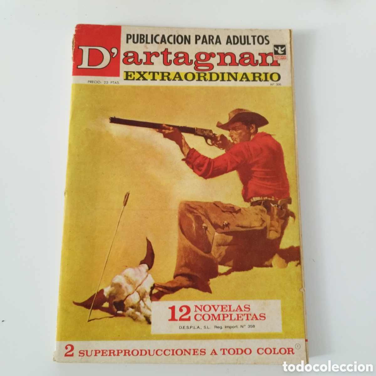 Comics: D'ARTAGNAN / # 306 / ED.COLUMBA / PUBLICACION PARA ADULTOS / 1957 /
