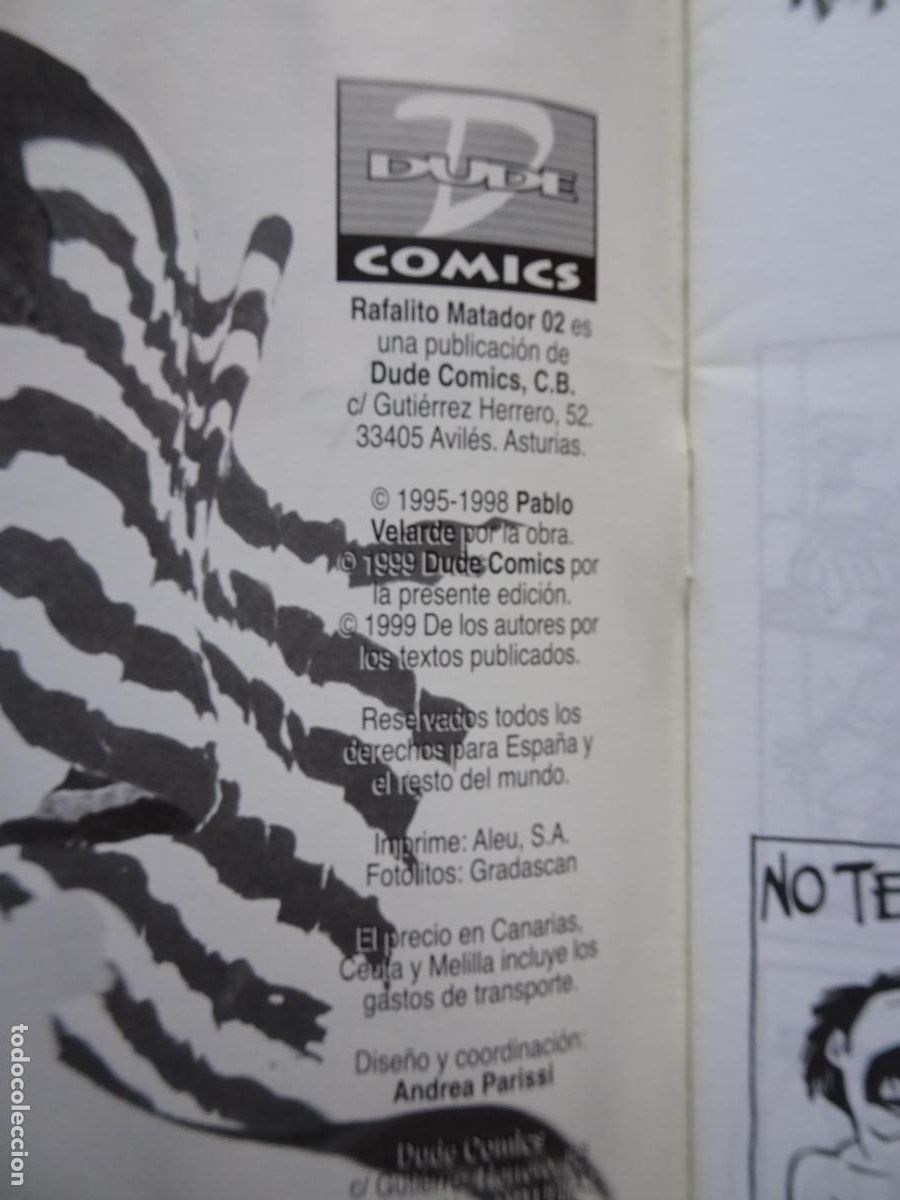 C&oacute;mics: rafalito matador 2 editorial dude comics 1999 pablo velarde - Foto 3