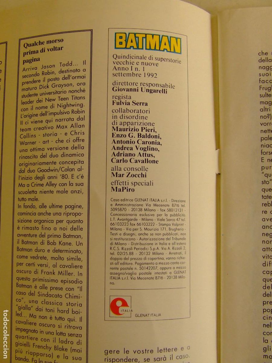 C&oacute;mics: COMIC ITALIANO BATMAN N&ordm; 1 SEPTIEMBRE 1992 DC COMICS - Foto 2