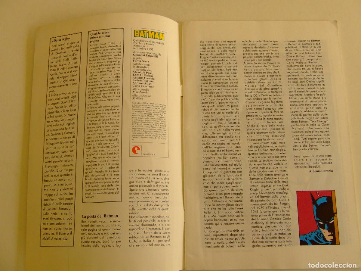 C&oacute;mics: COMIC ITALIANO BATMAN N&ordm; 1 SEPTIEMBRE 1992 DC COMICS - Foto 3