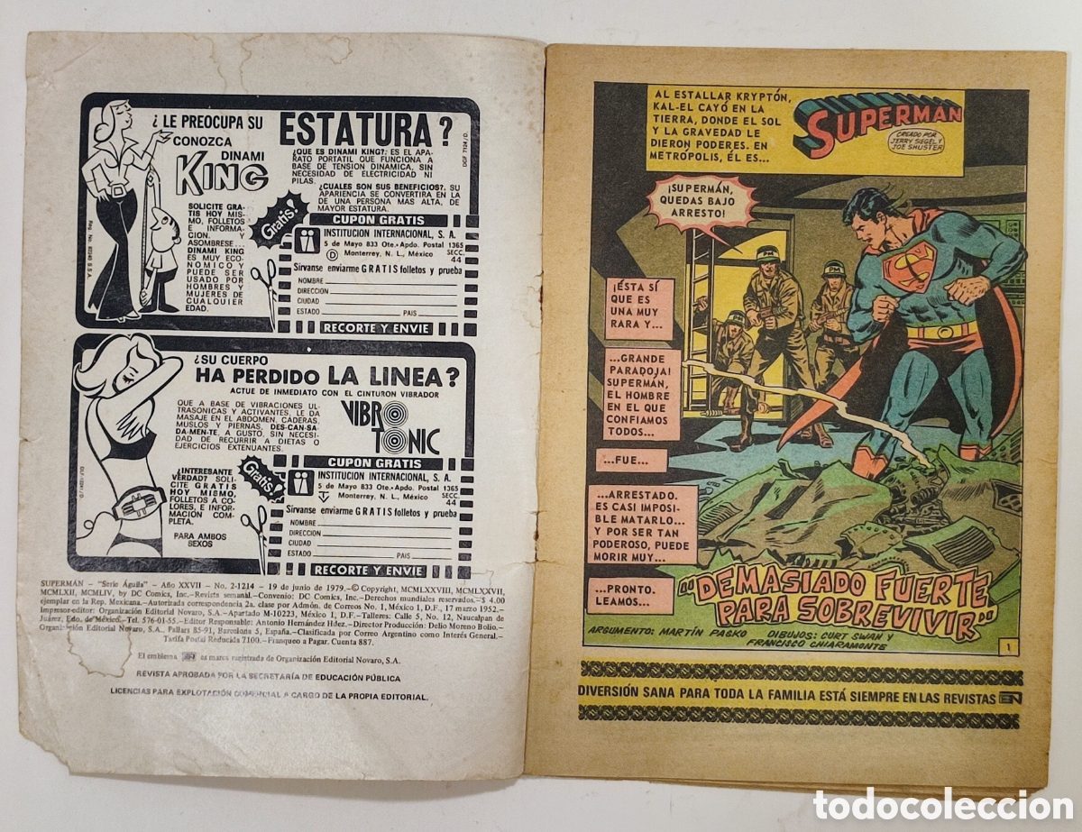 C&oacute;mics: Lote de 6 comics antiguos, DC,Novaro... LA HISTORIA DE SUPERMAN - Foto 9