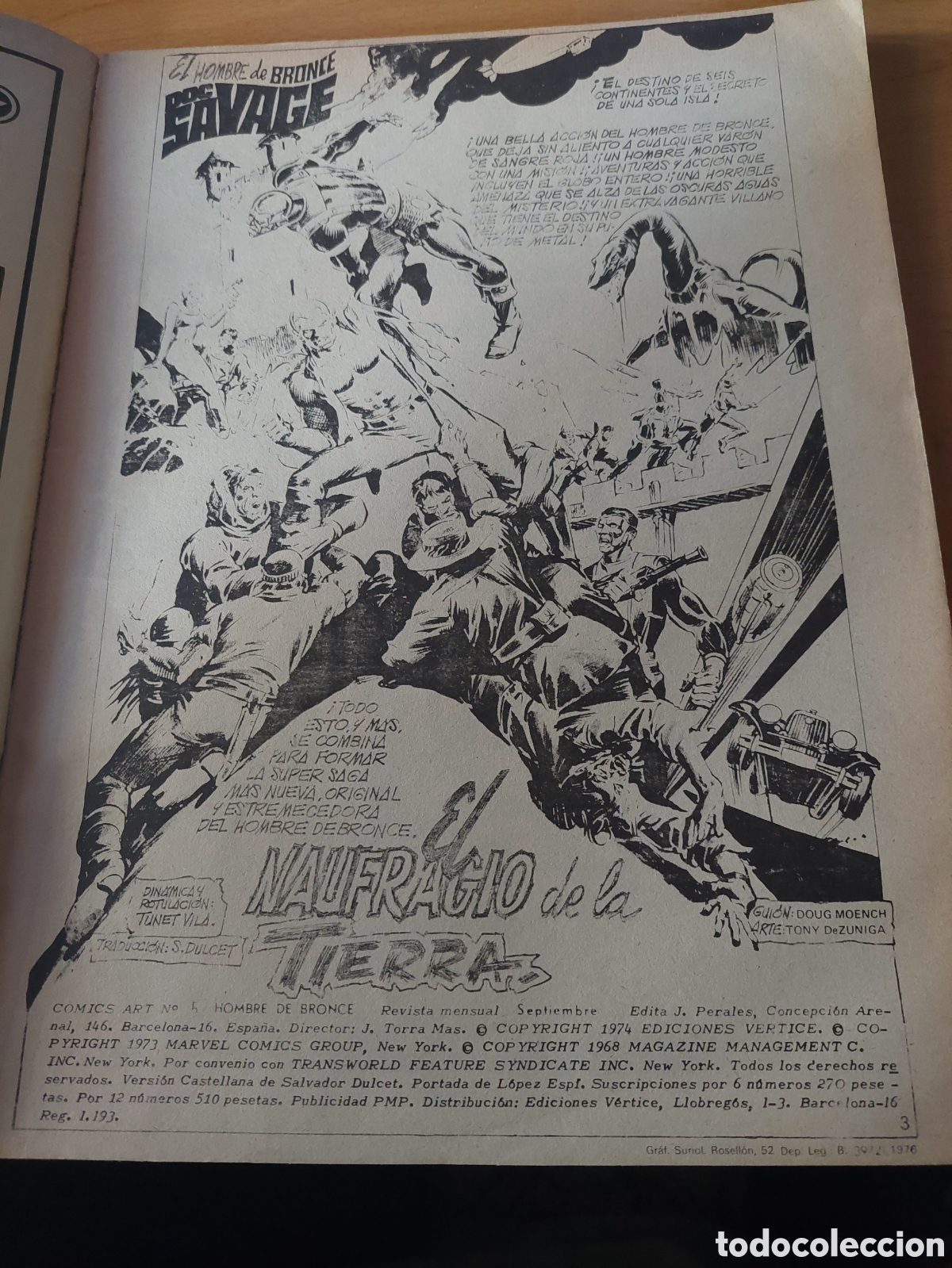 C&oacute;mics: El Hombre de Bronce DOC SAVAGE. Marvel Comics-Art N&uacute;mero 5 Vertice - Foto 3