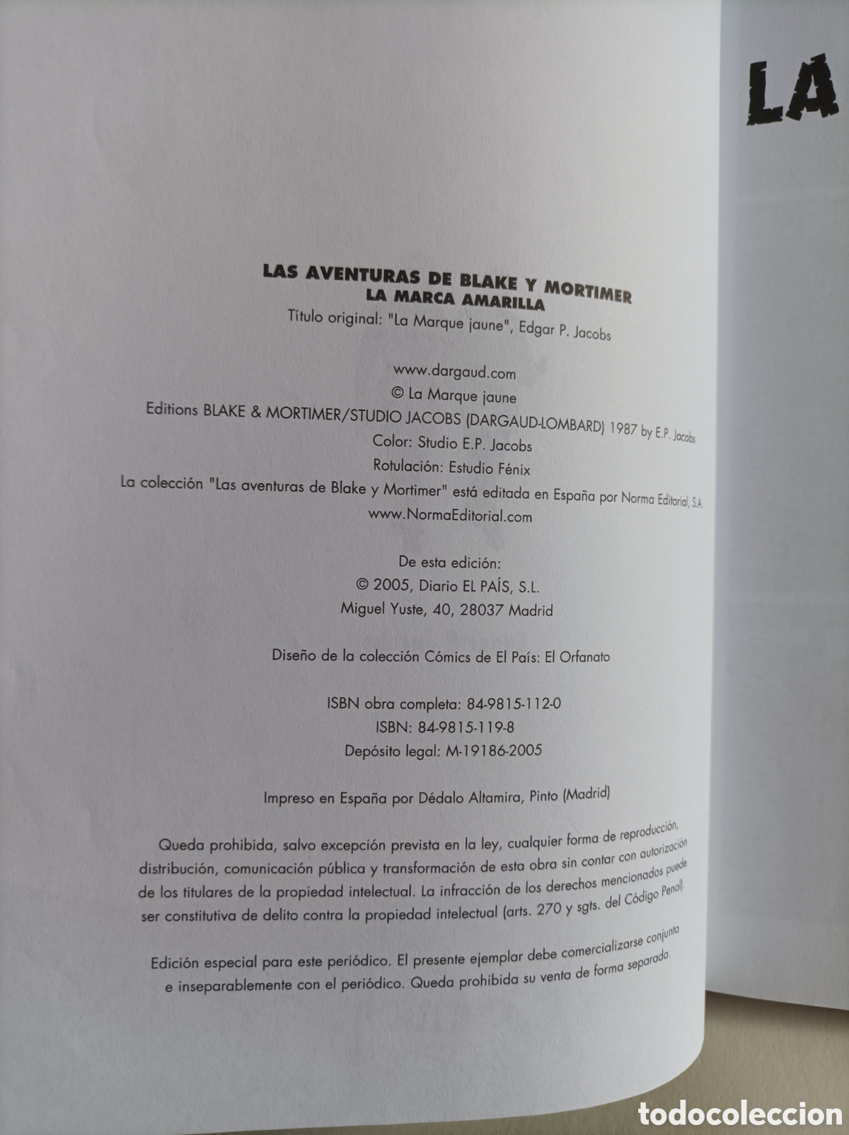 C&oacute;mics: Edgar P. Jacobs. Las aventuras de Blake y Mortimer. La marca amarilla + el caso del collar - 2 LIBRO - Foto 3