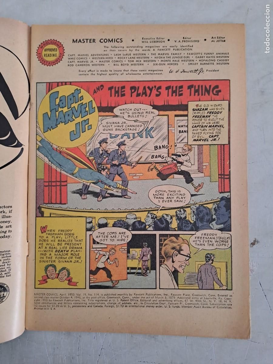 C&oacute;mics: Master comics 114, Captain Marvel jr. 1950 en muy buen estado - Foto 2