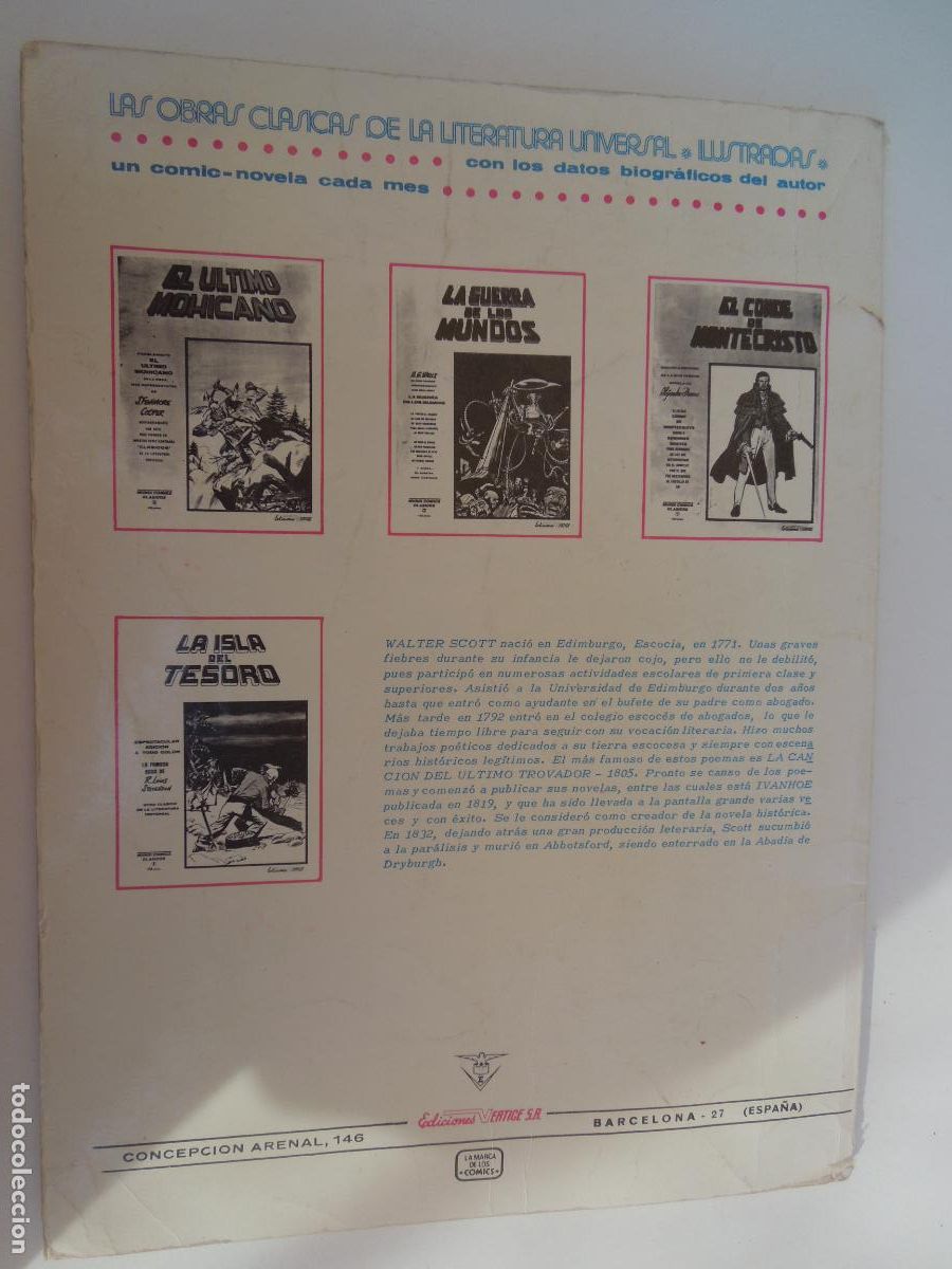 C&oacute;mics: IVANHOE - WALTER SCOTT - EDICIONES VERTICE MUNDI COMICS CLASICOS N&ordm; 5 1981 - Foto 2