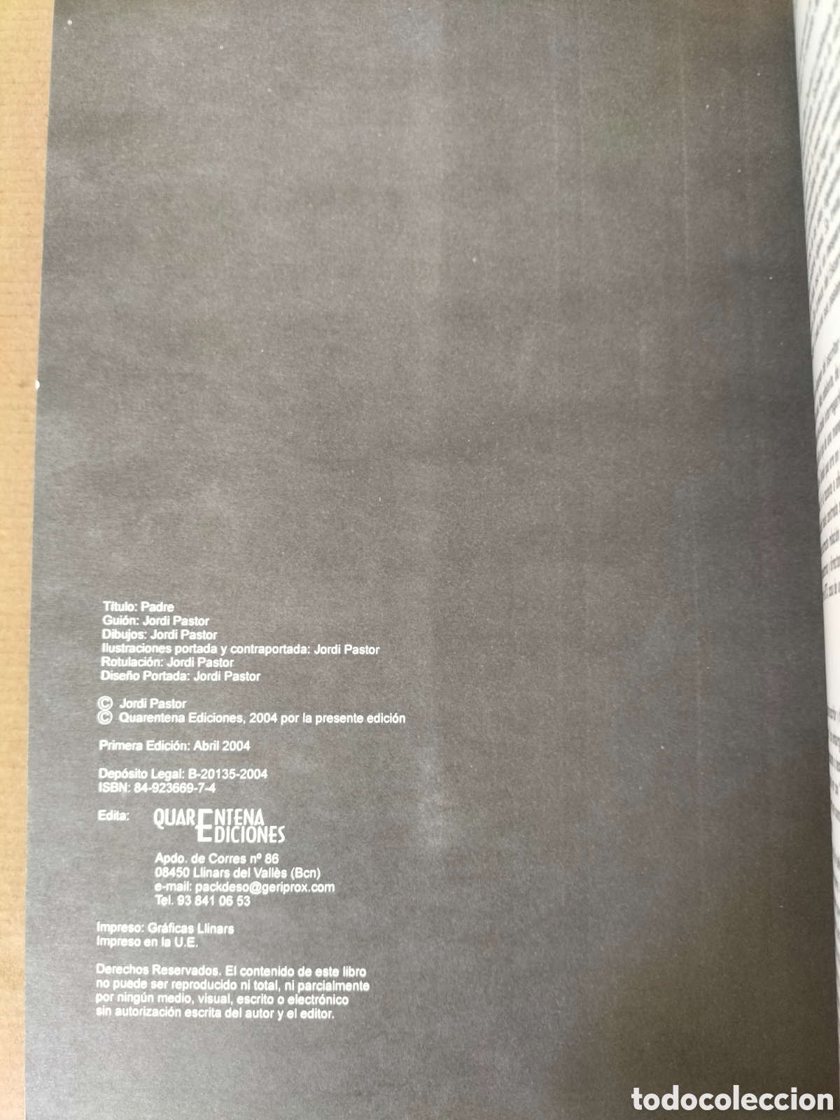 C&oacute;mics: C&oacute;mic Padre. Jordi Pastor. Quarentena ediciones, 2004. Libro - Foto 2