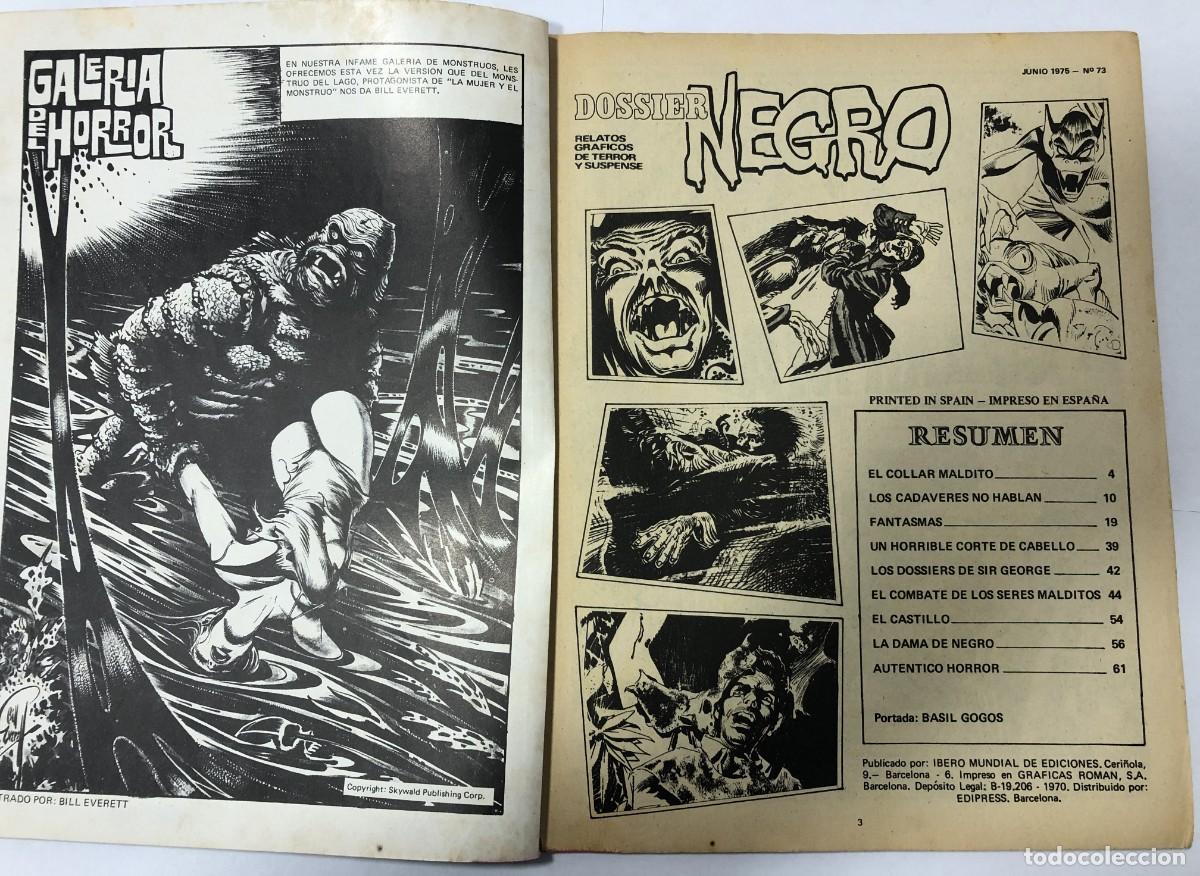 C&oacute;mics: Comic Vintage, Dosier Negro, n&ordm; 73, Junio 1975 - Foto 2