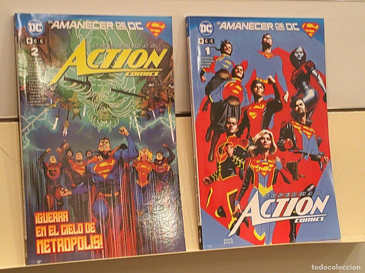 C&oacute;mics: LOTE EL AMANECER DE DC SUPERMAN ACTION COMICS N&ordm; 1 Y 2 DC - ECC OFERTA - Foto 1