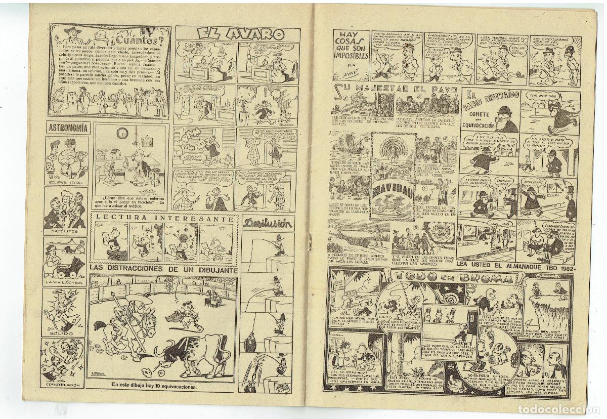 C&oacute;mics: ALMANAQUE HUMORISTICO. EDICIONES TBO. PARA 1952. (P/D44) - Foto 2