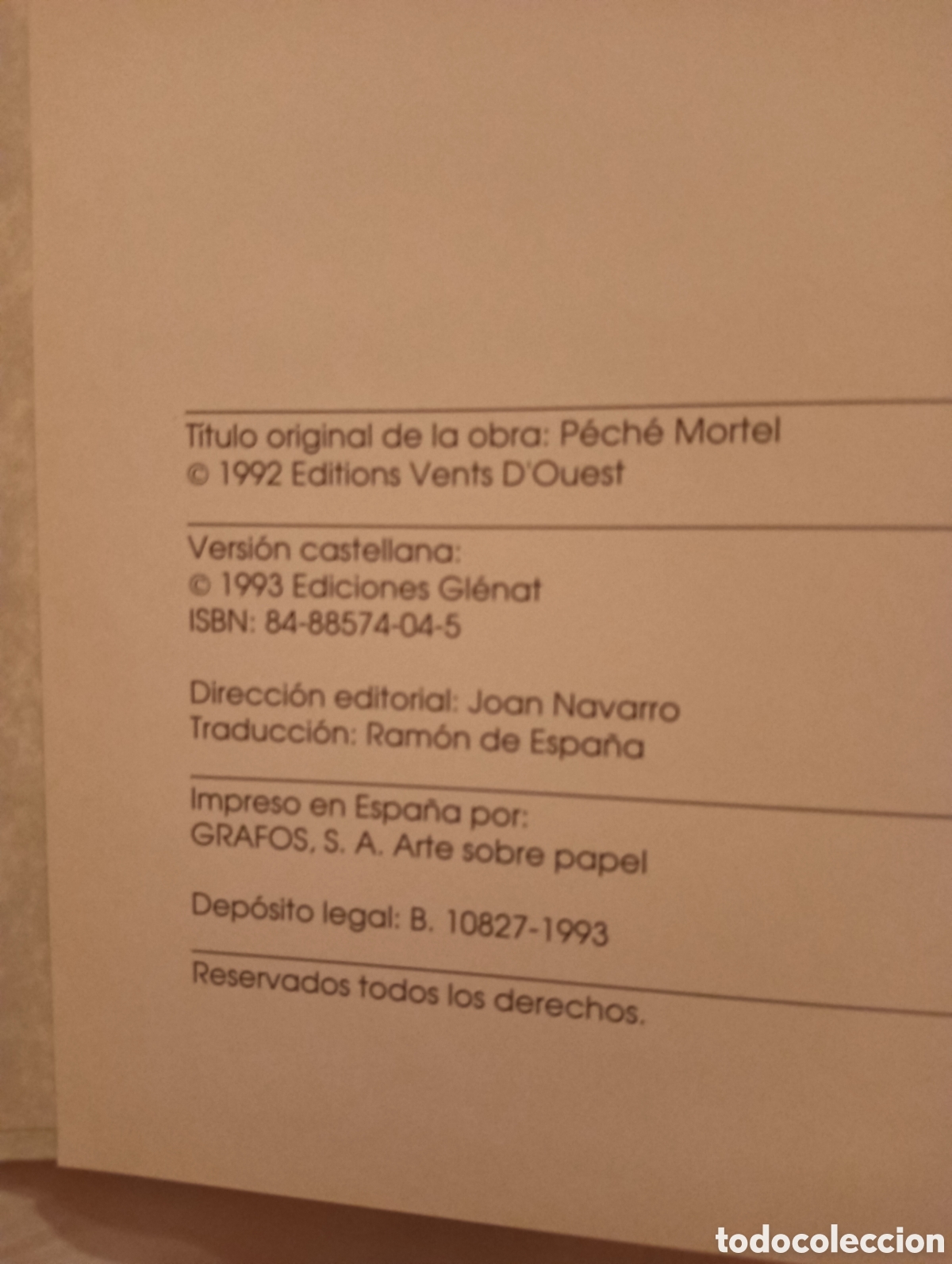 C&oacute;mics: Comic - Pecado Mortal - Behe - Toff - Ed. Gl&eacute;nat 1993 - Foto 3