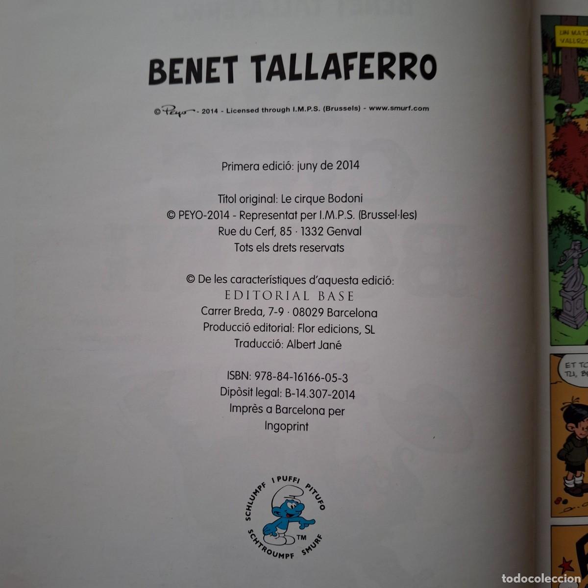 C&oacute;mics: BENET TALLAFERRO EL CIRC BODONI - COMIC PEYO - EDITORIAL BASE - PRIMERA EDICION 2014 - CATALAN - Foto 3