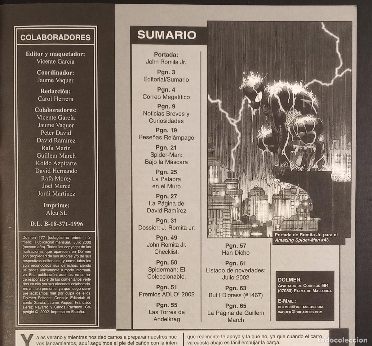 C&oacute;mics: REVISTA SOBRE C&Oacute;MICS DOLMEN N&ordm; 77 - JULIO 2002 - Foto 2