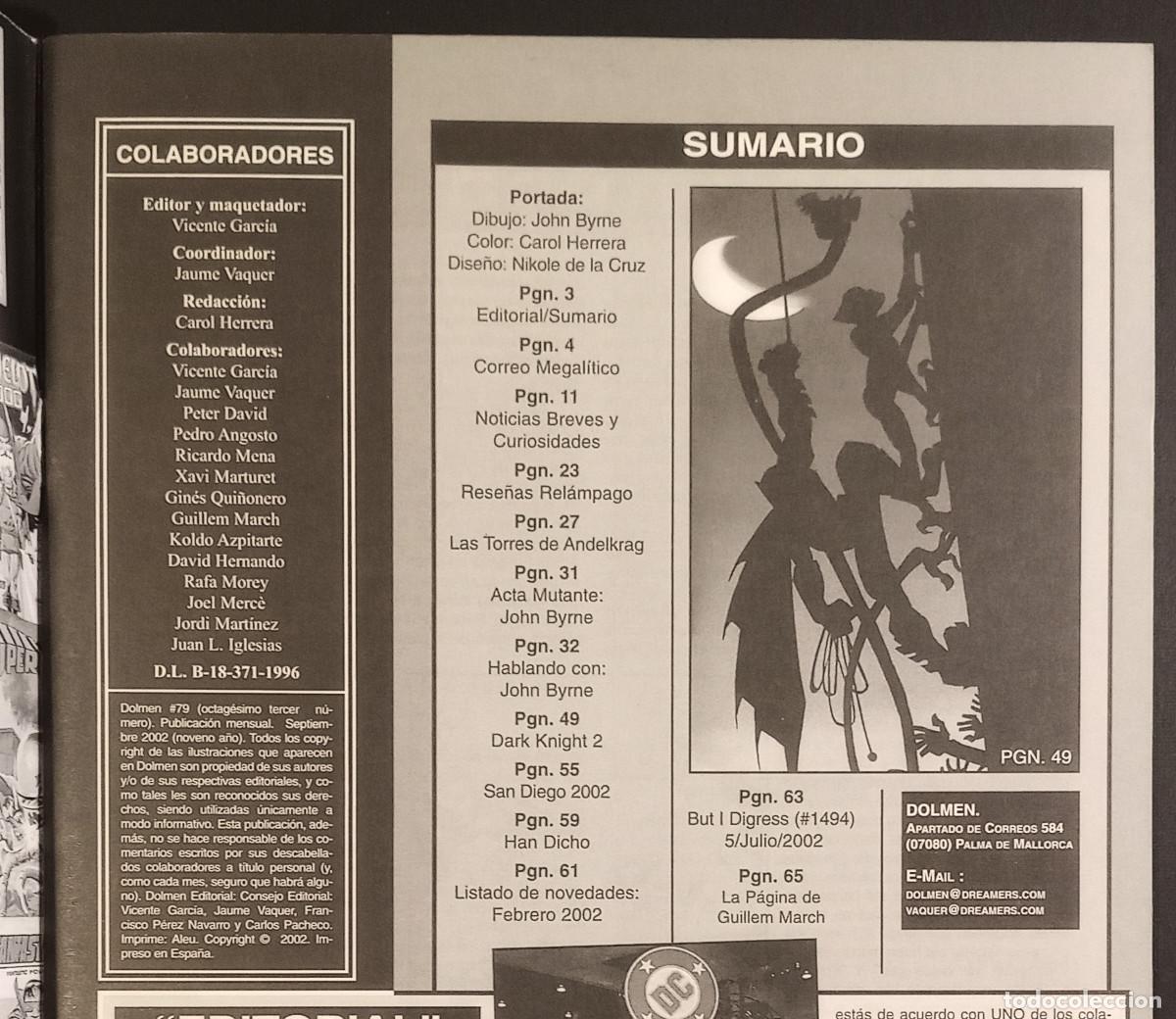 C&oacute;mics: REVISTA SOBRE C&Oacute;MICS DOLMEN N&ordm; 79 - SEPTIEMBRE 2002 - Foto 2