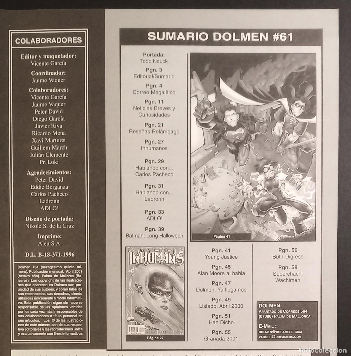 C&oacute;mics: REVISTA SOBRE C&Oacute;MICS DOLMEN N&ordm; 61 - ABRIL 2001 - Foto 2