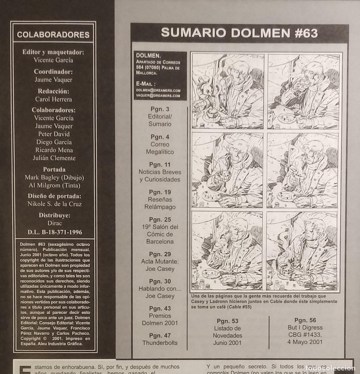 C&oacute;mics: REVISTA SOBRE C&Oacute;MICS DOLMEN N&ordm; 63 - JUNIO 2001 - Foto 2