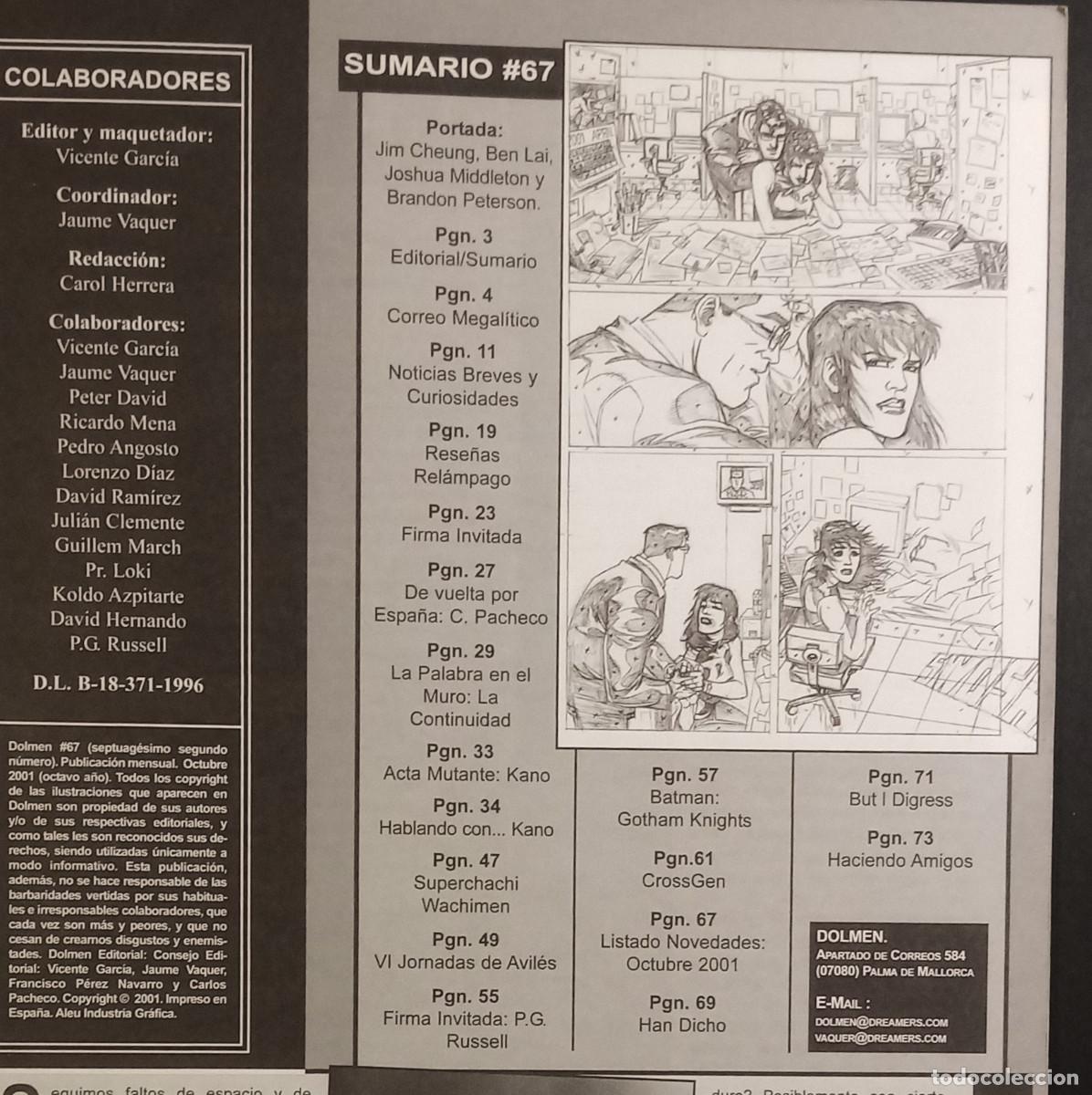 C&oacute;mics: REVISTA SOBRE C&Oacute;MICS DOLMEN N&ordm; 67 - OCTUBRE 2001 - Foto 2