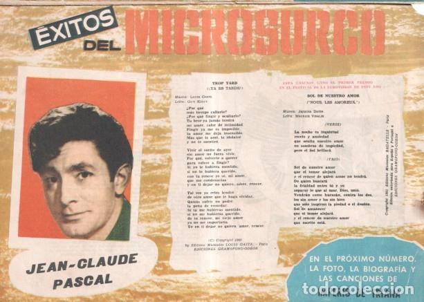 Comics: Serenata numero 067: trasera cancionero y foto de Jean Claude Pascal - Maria Pascual