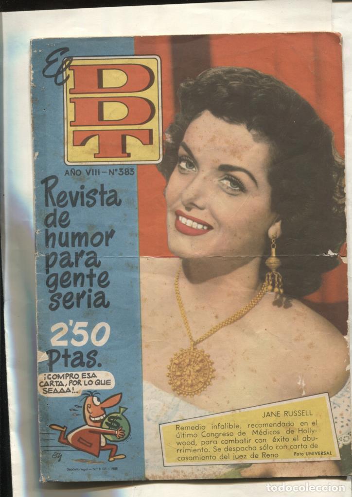 Comics : DDT 1&ordf; epoca numero 383: cubierta con Jane Russell (aviejado y cello lado lomo) - varios