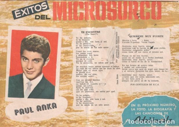 Comics: Serenata numero 118: trasera cancionero y foto de Paul Anka - Mico