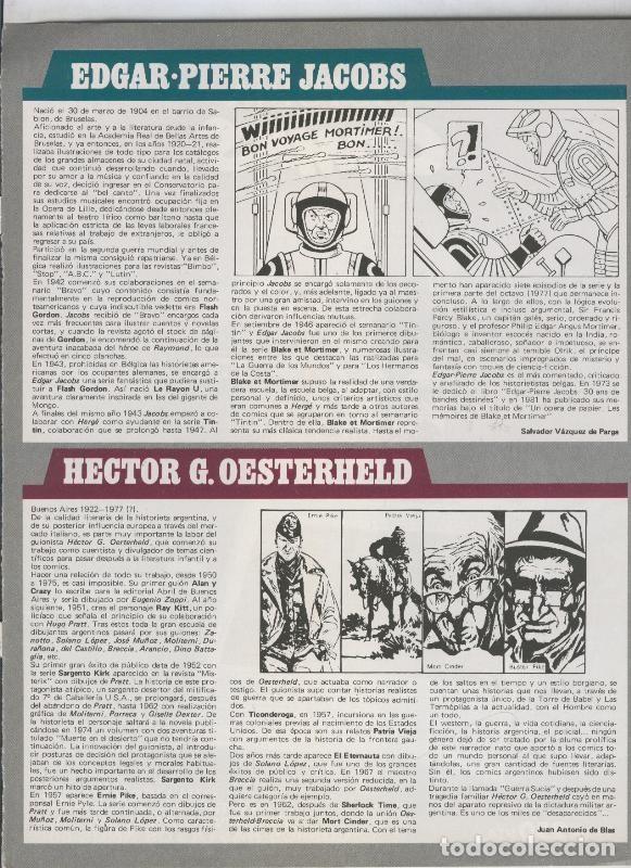 Fumetti: Historia de los Comics: Ficha de Edgar Pierre Jacobs y Hector G.Oesterheld - Varios