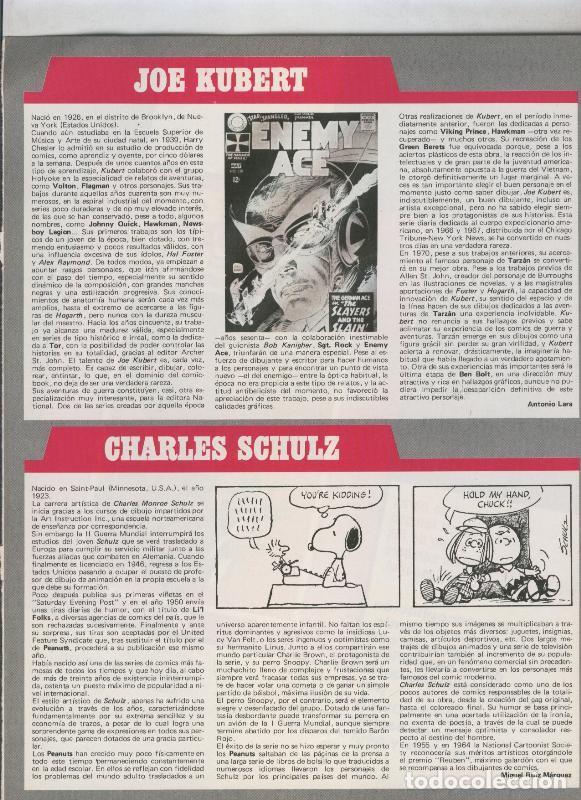 C&oacute;mics: Historia de los Comics: Ficha de Joe Kubert y Charles Schulz - Varios - Foto 1