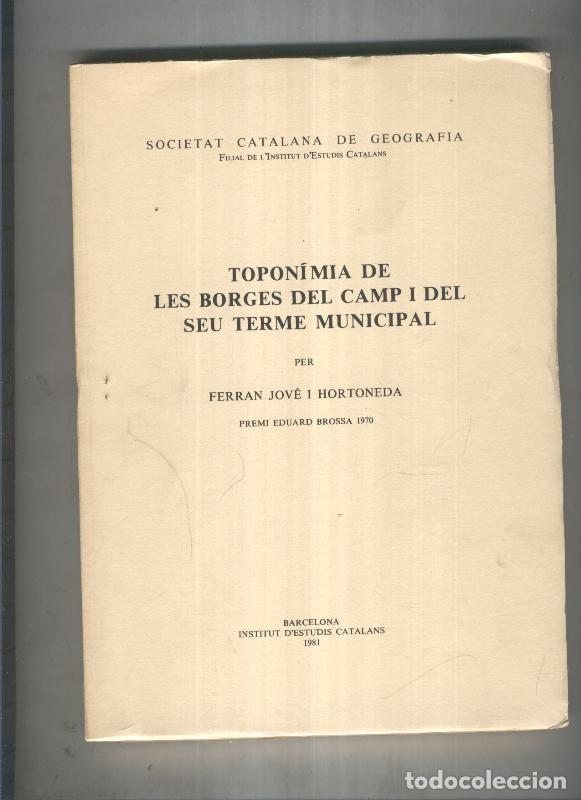 C&oacute;mics: Toponimia de les broges del camp i del seu terme municipal - Intitut d estudis catalans