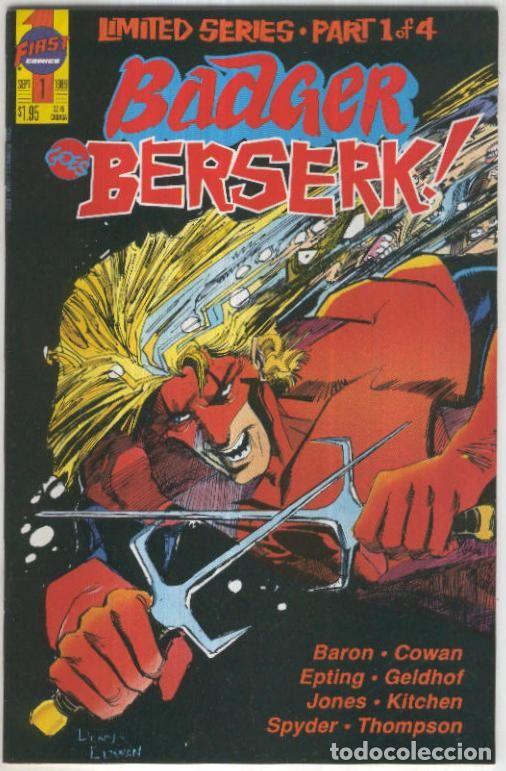 C&oacute;mics: BADGER GOES BERSERK, Vol.1: Numero 01 (First Comics 1989) - Mike Baron