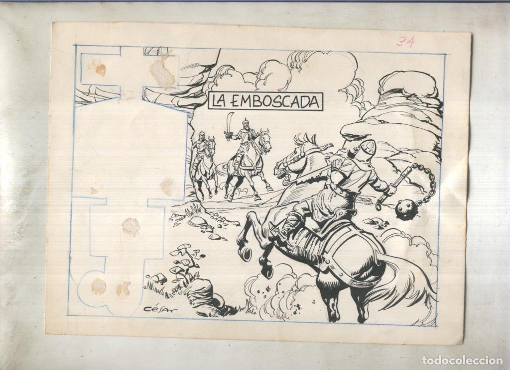 C&oacute;mics: Dibujo original de: Coraza de Castilla, cubierta numero 34: La emboscada - Cesar