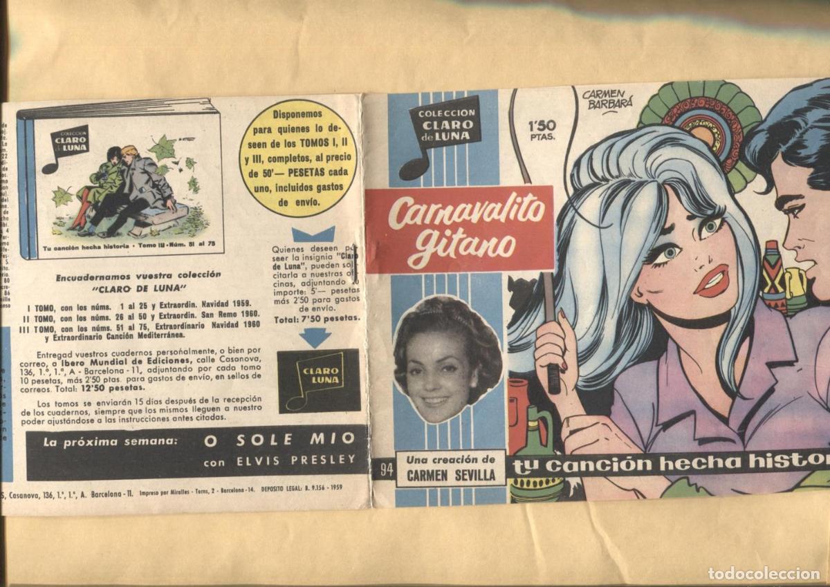 C&oacute;mics: Claro de Luna numero 094: Carnavalito Gitano de Carmen Sevilla (numerado 2 en trasera) - Carmen Sevi