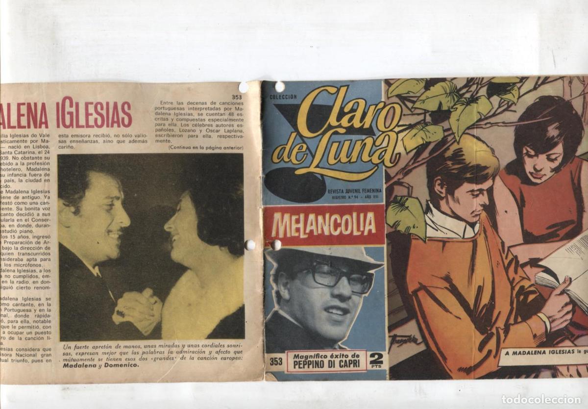 Comics: Claro de Luna numero 353; reportaje sobre Madalena Iglesias (numerado 2 en trasera) - Peppino di Cap