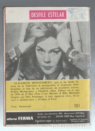 Comics: Sendas del Oeste numero 151; trasera fotoficha de Elizabeth Montgomery -