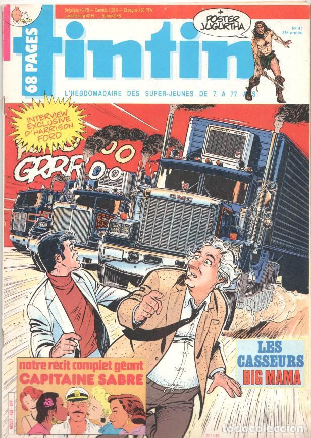 C&oacute;mics: Revista Tintin num 47, a&ntilde;o 38, 22/11/83: Poster Jugurtha. Interview de Harrison Ford - varios