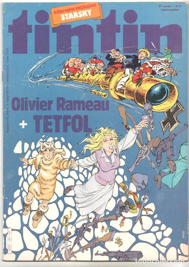 C&oacute;mics: Revista Tintin num 34, a&ntilde;o 37, 24/8/82. Interview exclusive Starsky. Olivier Rameau + Tetfol - vario
