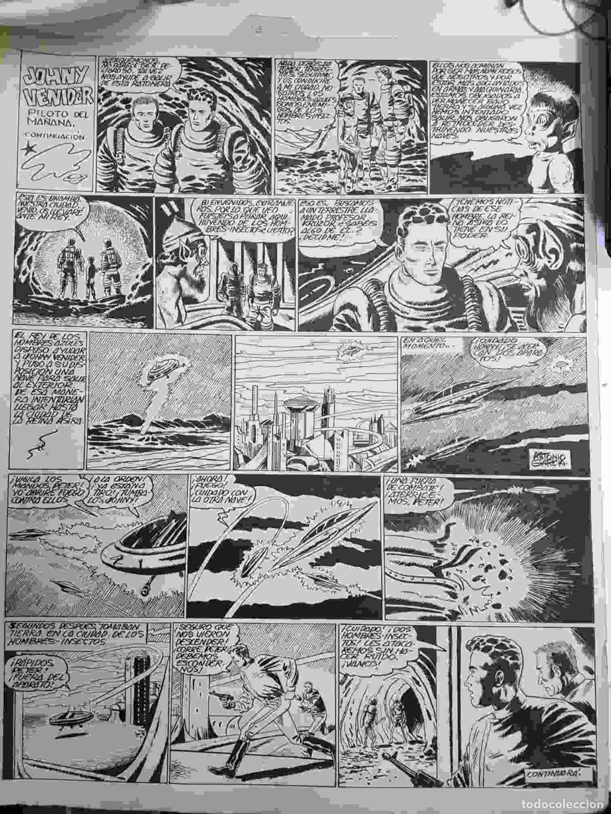 Comics: Dibujo original de: Jhony Venider, pagina ? (dibujo de Antonio Garcia, numerada 9 en trasera) -
