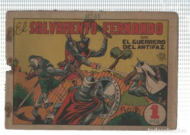 Comics: Original de la Valenciana: El Guerrero del Antifaz numero 035 (valor de 1 pta), aviejado - Manuel Ga