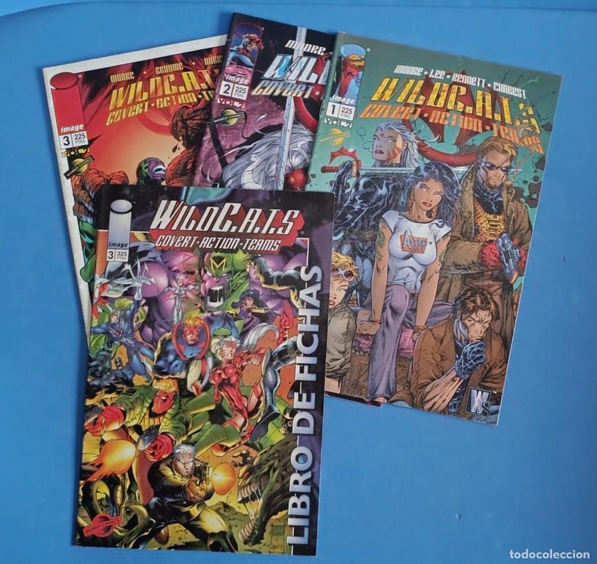 C&oacute;mics: Wildcats 1 a 3 ( Alan Moore ) + libro de fichas