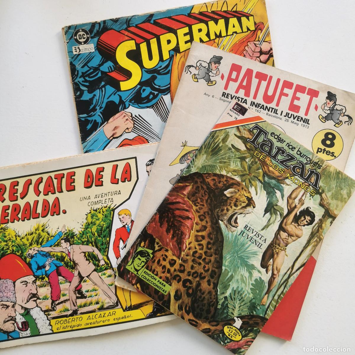 C&oacute;mics: Lote 4 tebeos Superman Zinco Patufet Tarz&aacute;n Novaro Roberto Alc&aacute;zar