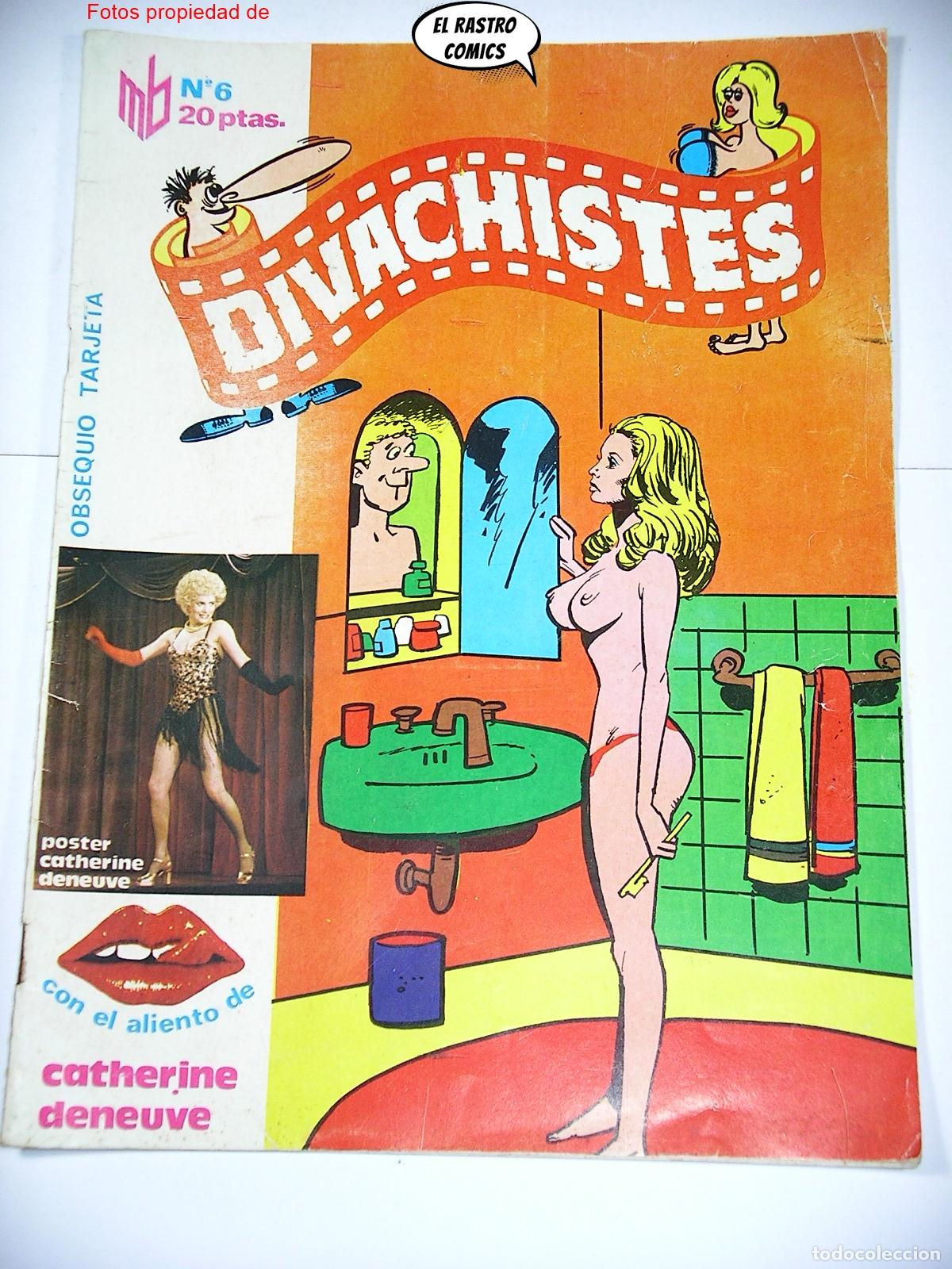 C&oacute;mics: Divachistes n&ordm; 6, con tarjeta de Catherine Deneuve, ed Marc Ben 1976