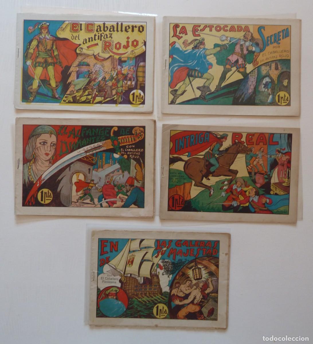 C&oacute;mics: EL CABALLERO DEL ANTIFAZ ROJO, COLECCION COMPLETA DE 5 CUADERNILLOS, ED. EUROPA,1946,ORIGINAL