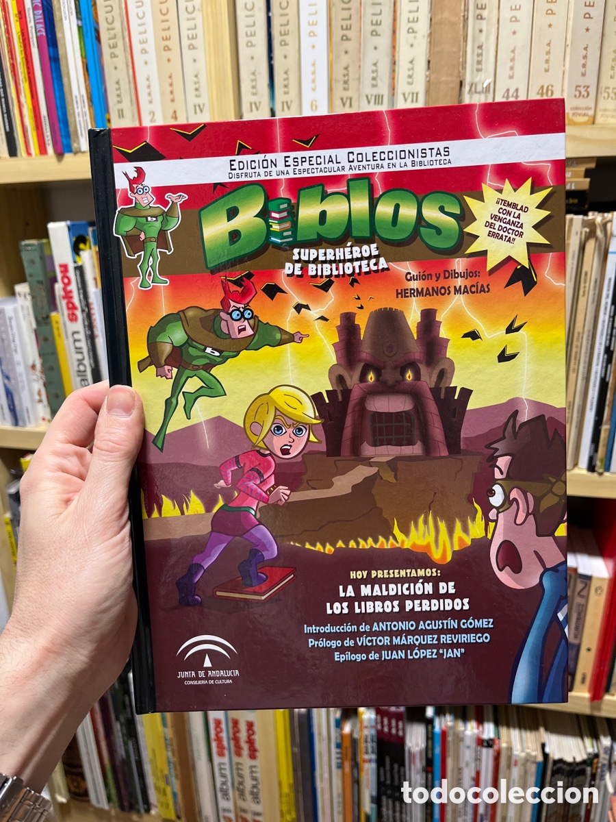 C&oacute;mics: Comic6 Biblos, superh&eacute;roe de biblioteca, la maldici&oacute;n de los libros perdidos, dedicado por el autor