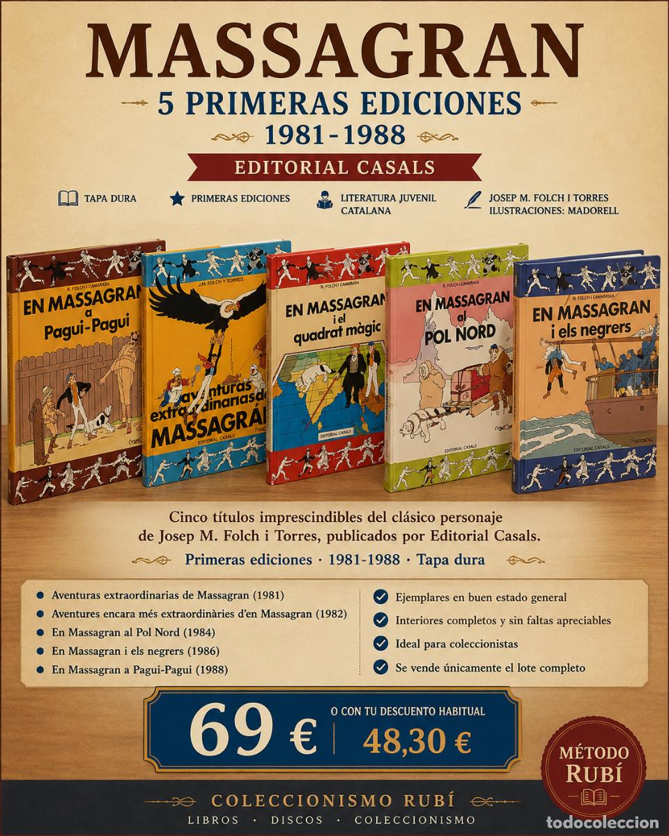C&oacute;mics: MASSAGRAN | 5 PRIMERAS EDICIONES 1981-1988 | CASALS | TAPA DURA | LOTE COLECCIONISTA